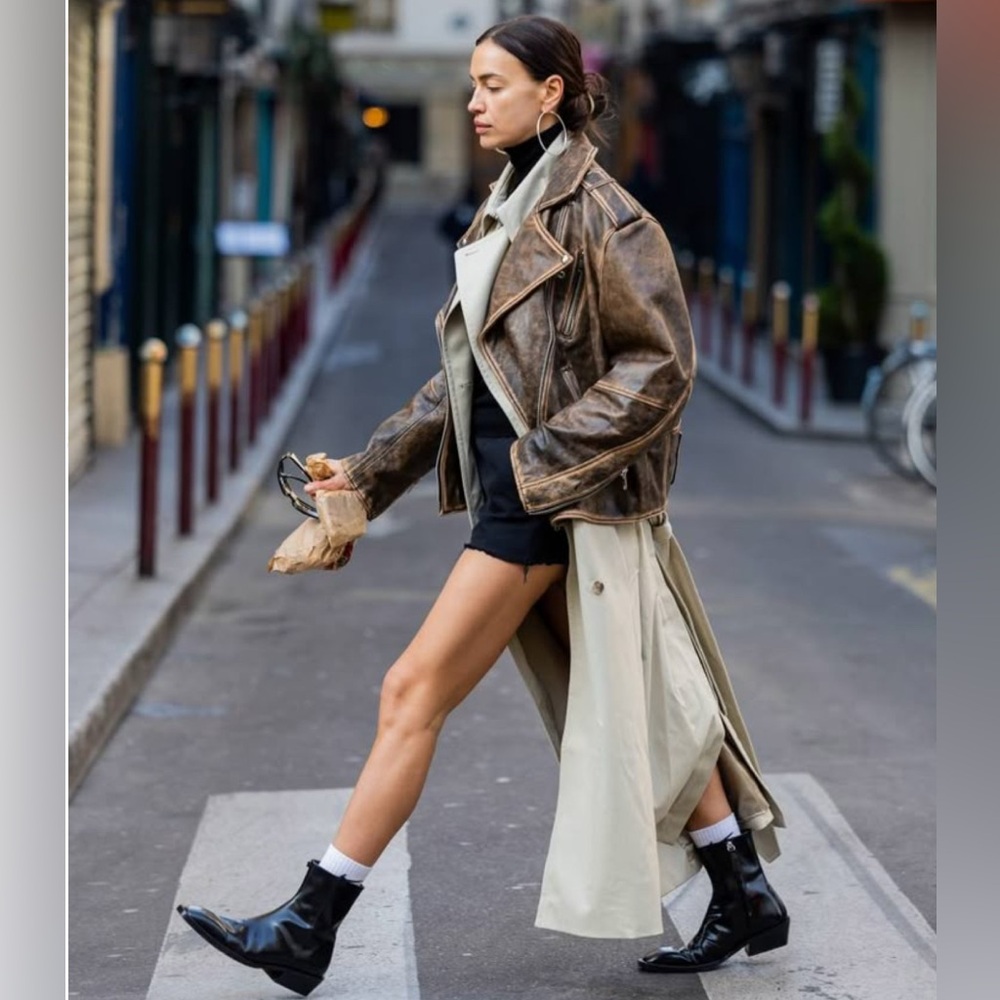 Vintage Distressed Brown Leather Jacket